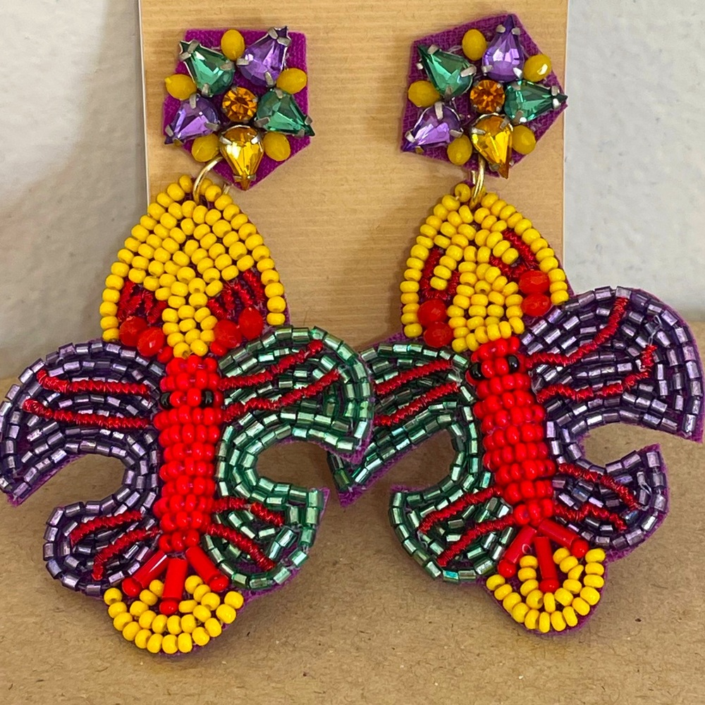🎉❤️Multicolor Fleur de Lis Beaded Earrings